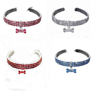 Red Diamond Pet Collar – Elastic Necklace Style for Dogs & Cats | White, Pink & Red | S, M & L