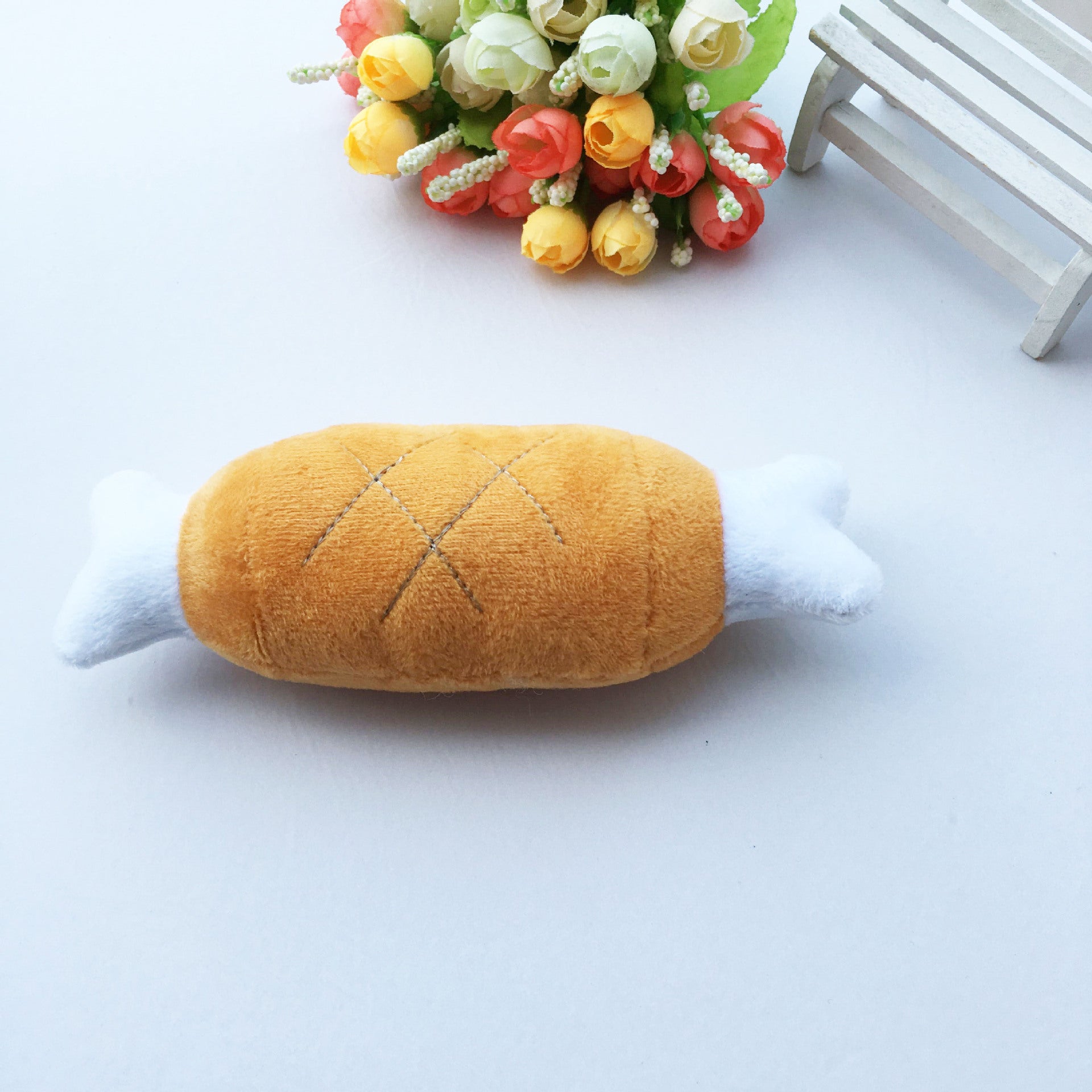 Plush Chicken Leg & Bone Squeaky Dog Molar Toy