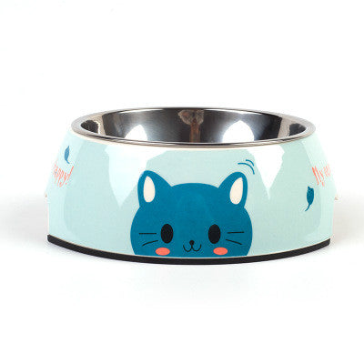 Patterned Stainless Steel & Melamine Pet Bowl – Cute Designs for Dogs & Cats | S, M & L
