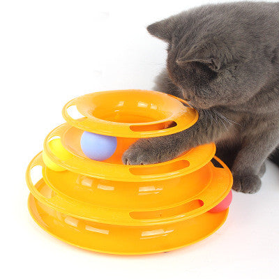 4-Layer Cat Ball Tower Track Toy - Interactive Rolling Ball Turntable