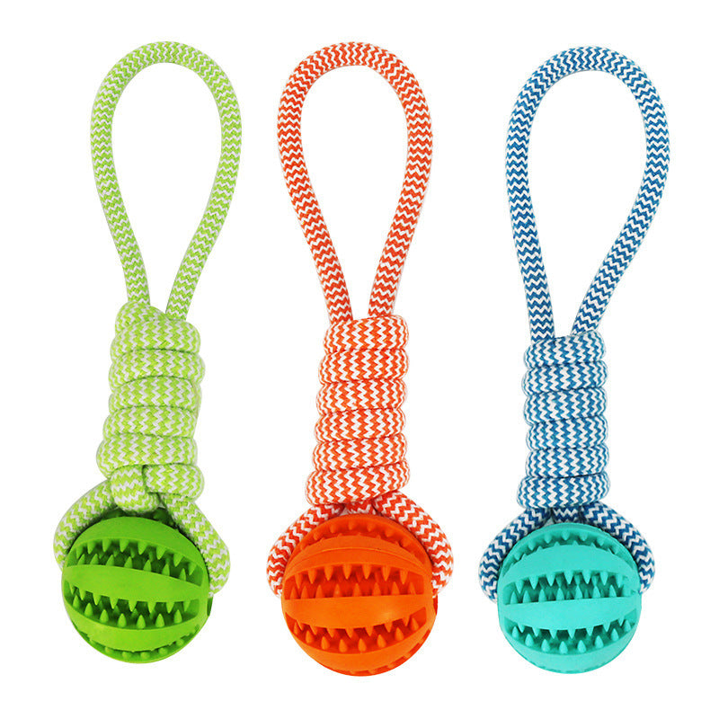 TPR & Cotton Rope Dog Chew Ball – Bite-Resistant Dental Toy | 25cm | Blue, Orange & Green