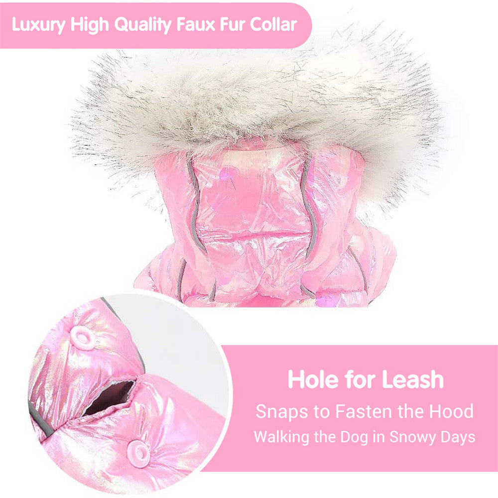 Metallic Laser Puffer Coat for Dogs - Button Fastening