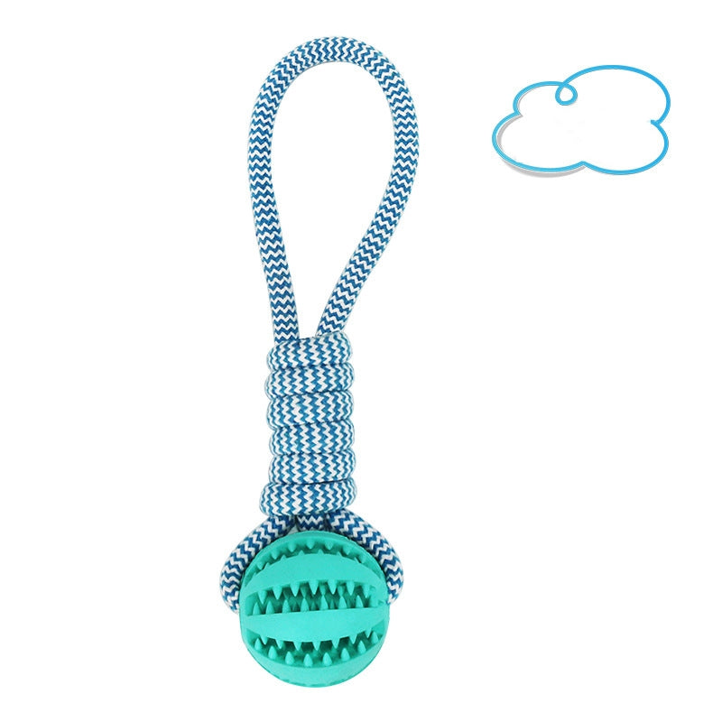 TPR & Cotton Rope Dog Chew Ball – Bite-Resistant Dental Toy | 25cm | Blue, Orange & Green