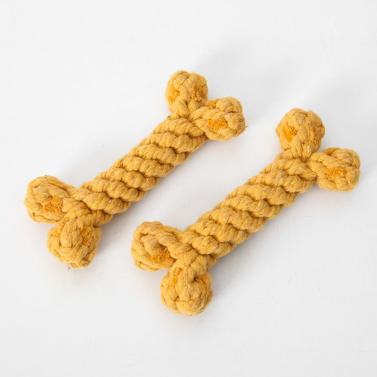 Rope Bone Knot Dog Toy – Bite-Resistant Chew Toy | 15cm | Red, Grey, Yellow, Blue & Brown