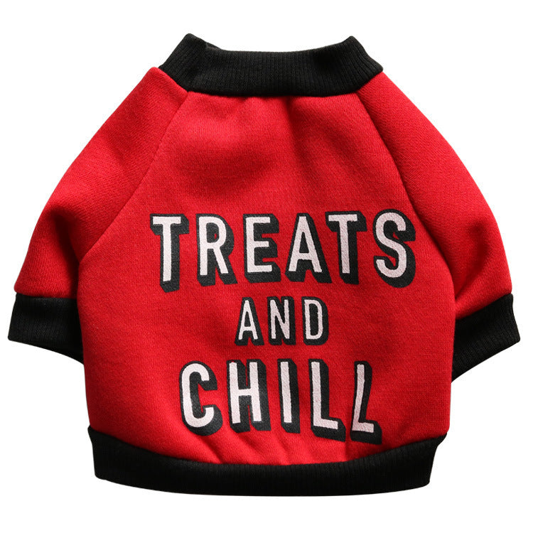 "Treats N Chill" Fleece Dog Sweater - Warm European Style