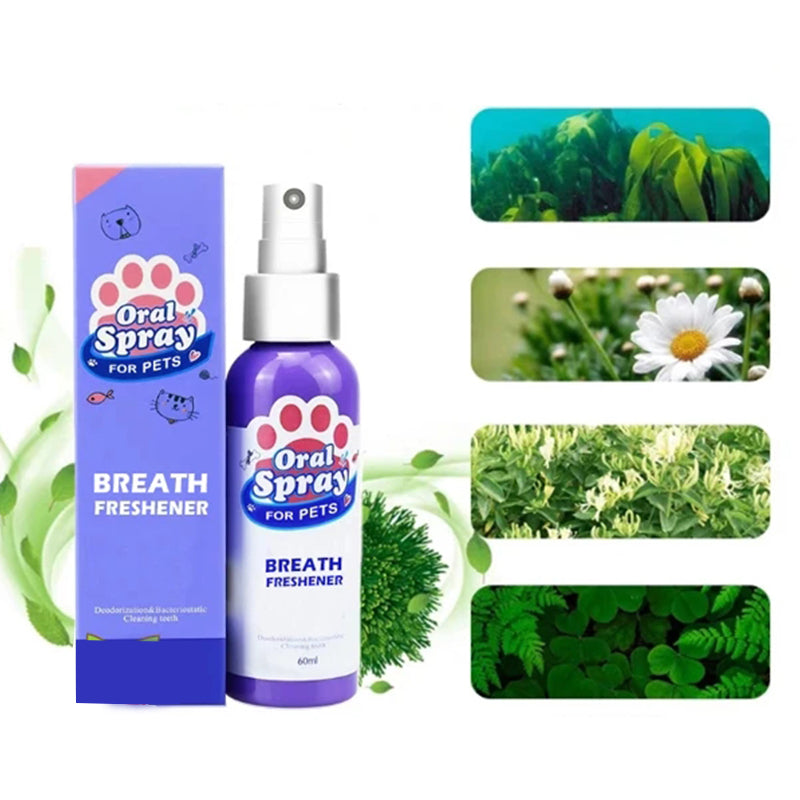 Pet Oral Spray | Fresh Breath & Plaque Control | 60ml - Eliminating Poo Breath