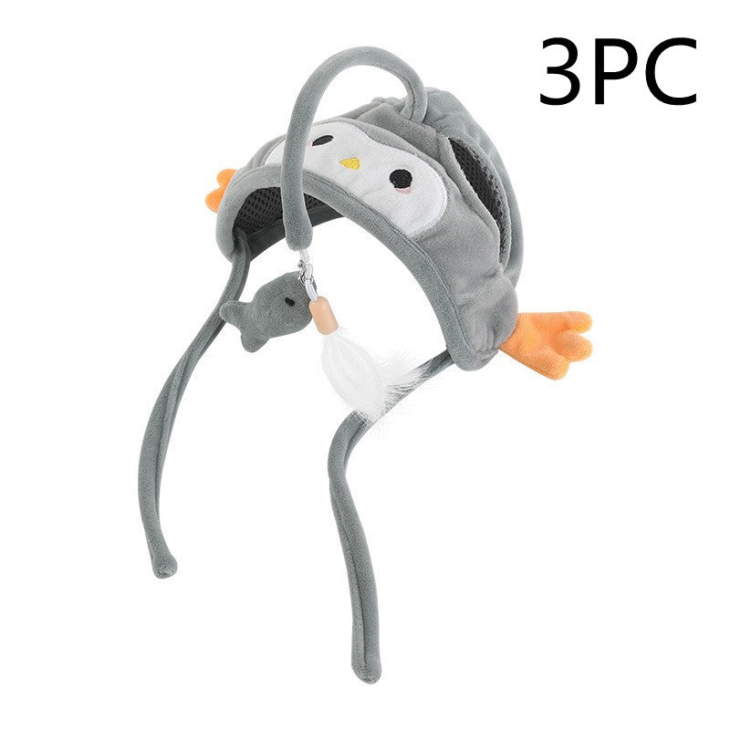 Head-Mounted Feather Cat Wand Toy - Hands-Free Interactive Play