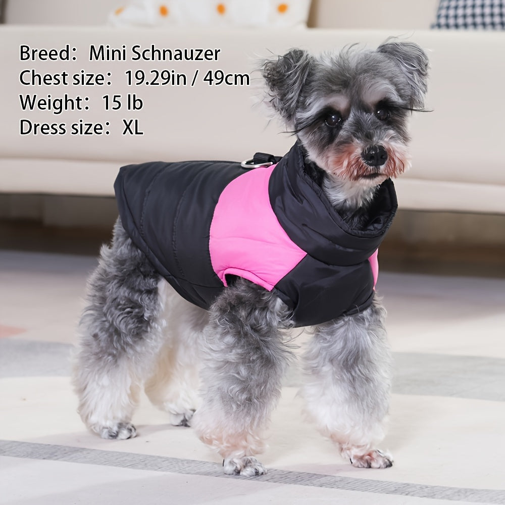 Waterproof And Windproof Fleece-Lined Dog Coat With Zipper For Small And Medium Digs, Cotton Filling, Polyester Shell, Adjustable Closure