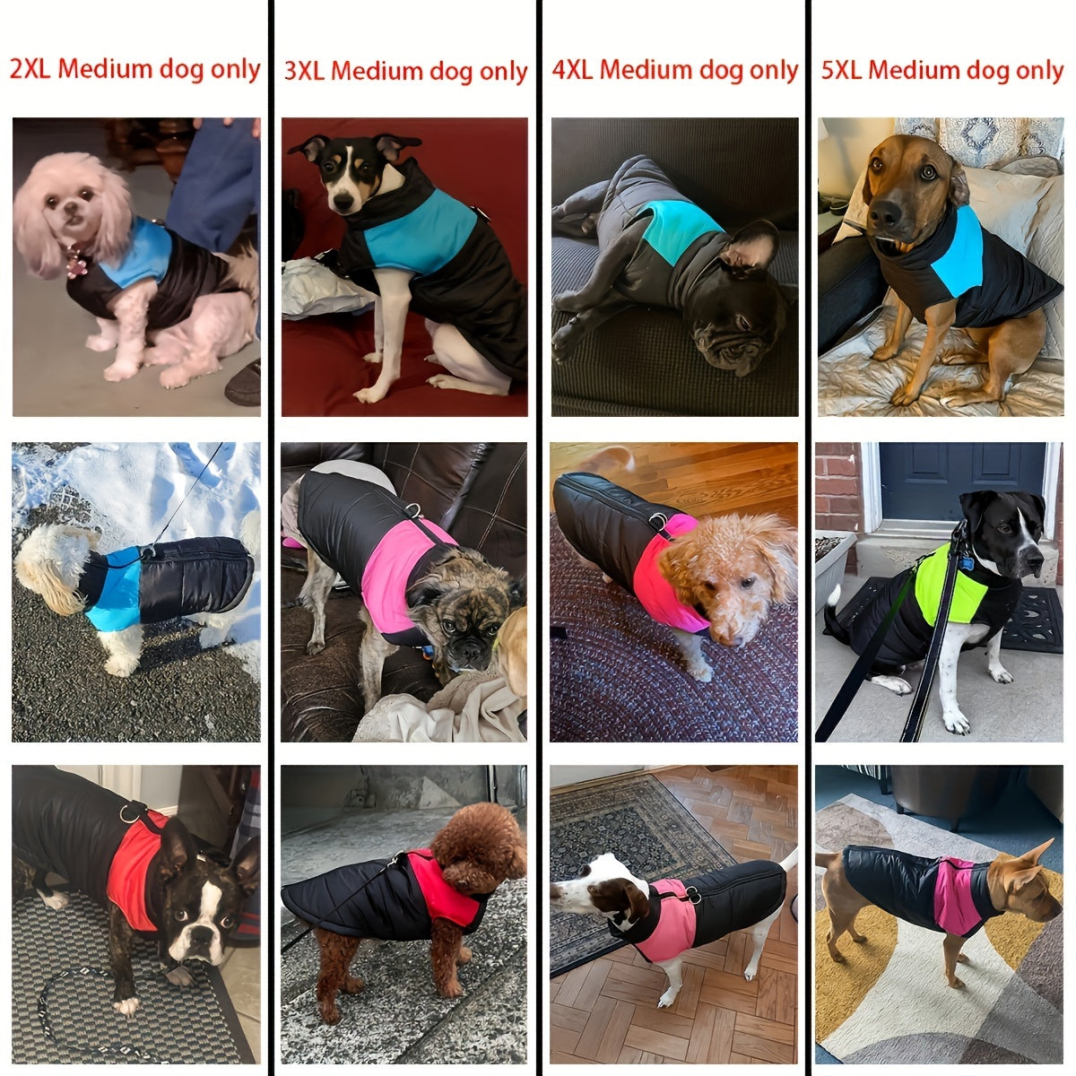 Waterproof And Windproof Fleece-Lined Dog Coat With Zipper For Small And Medium Digs, Cotton Filling, Polyester Shell, Adjustable Closure