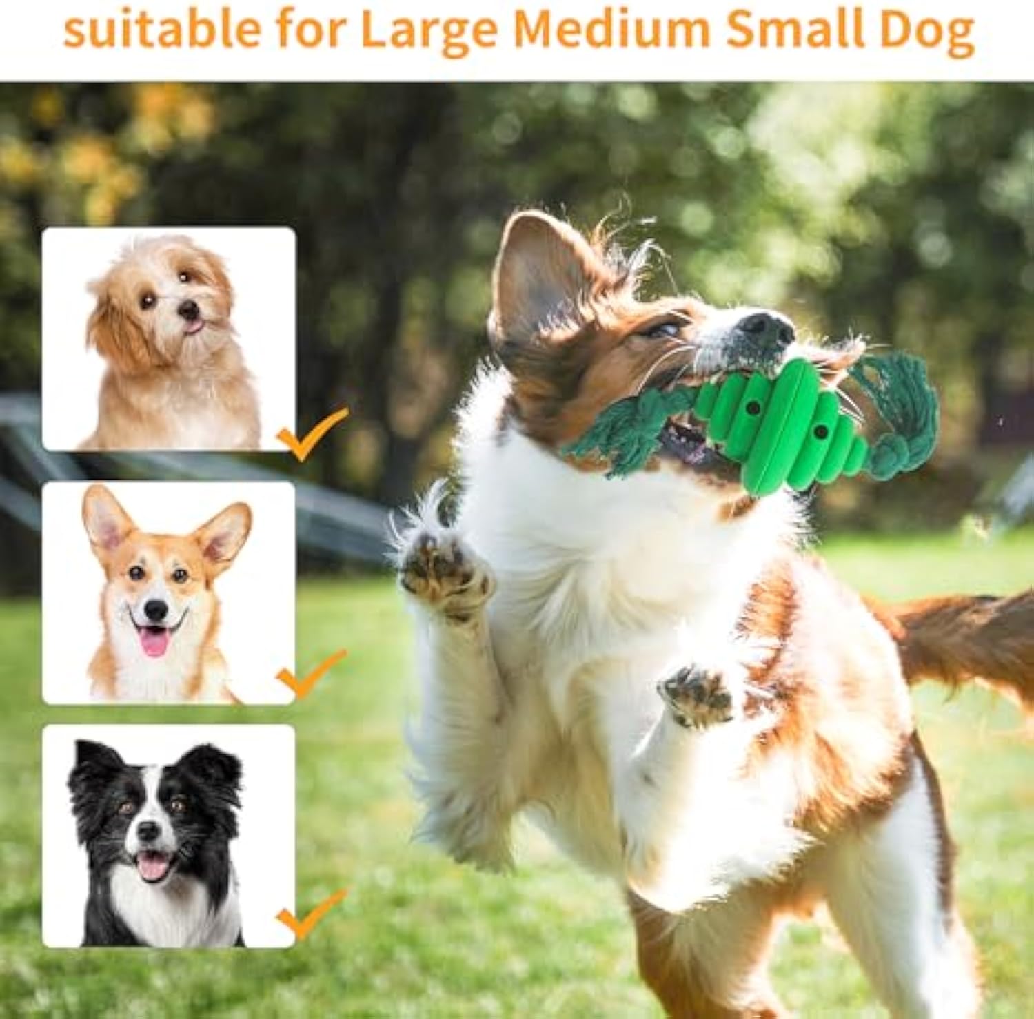 Rope Ball Treat Dispensing Dog Toy (Yellow OR Green)