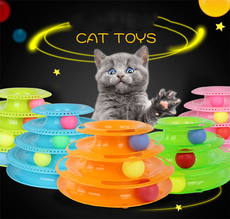 4-Layer Cat Ball Tower Track Toy - Interactive Rolling Ball Turntable
