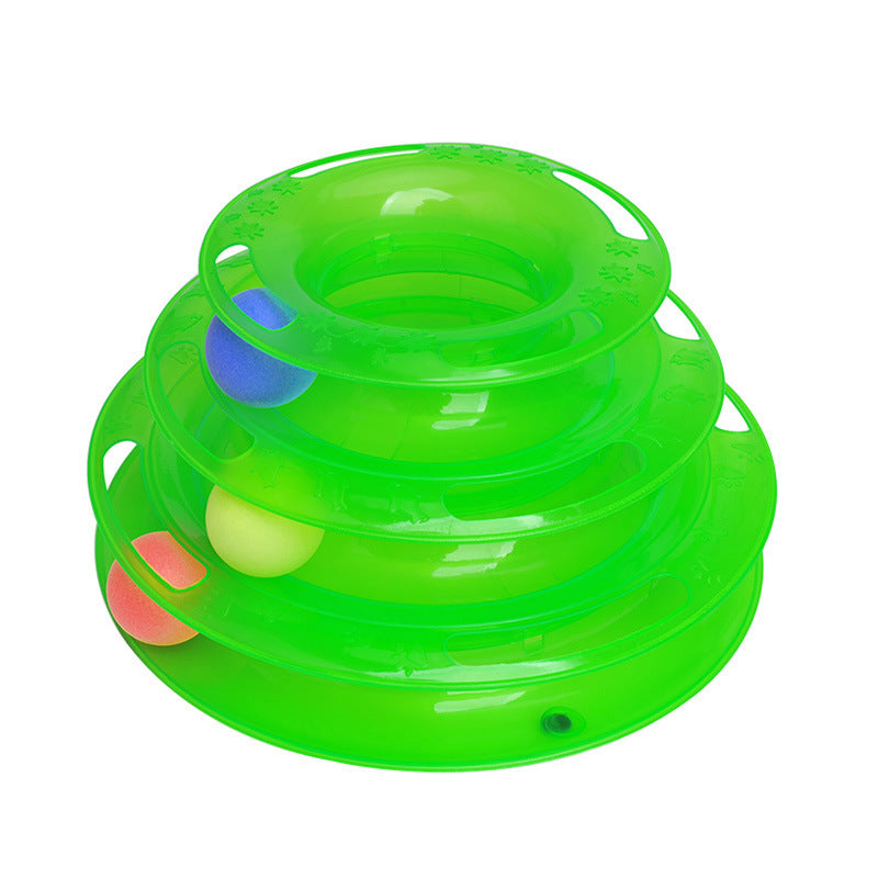 4-Layer Cat Ball Tower Track Toy - Interactive Rolling Ball Turntable