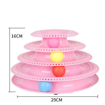 4-Layer Cat Ball Tower Track Toy - Interactive Rolling Ball Turntable
