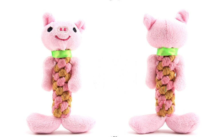 Cute Character Plush Squeaky Molar Dog Toy - 8 Designs