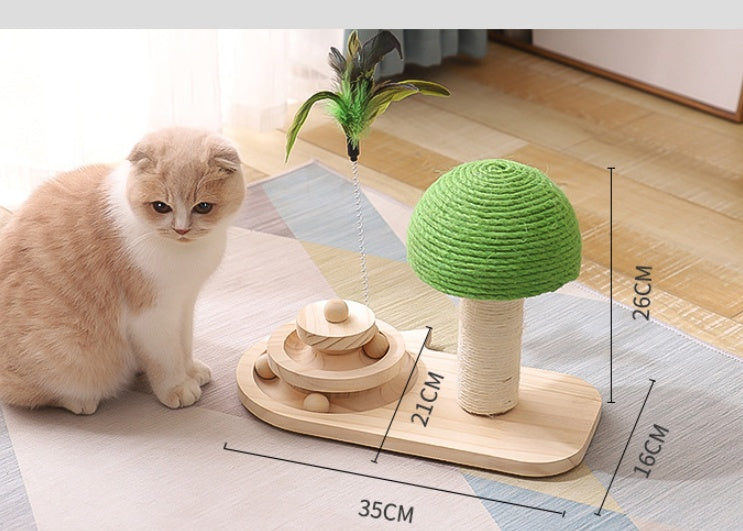 Cat Scratching Post Tree with Sisal Balls & Mushroom Turntable