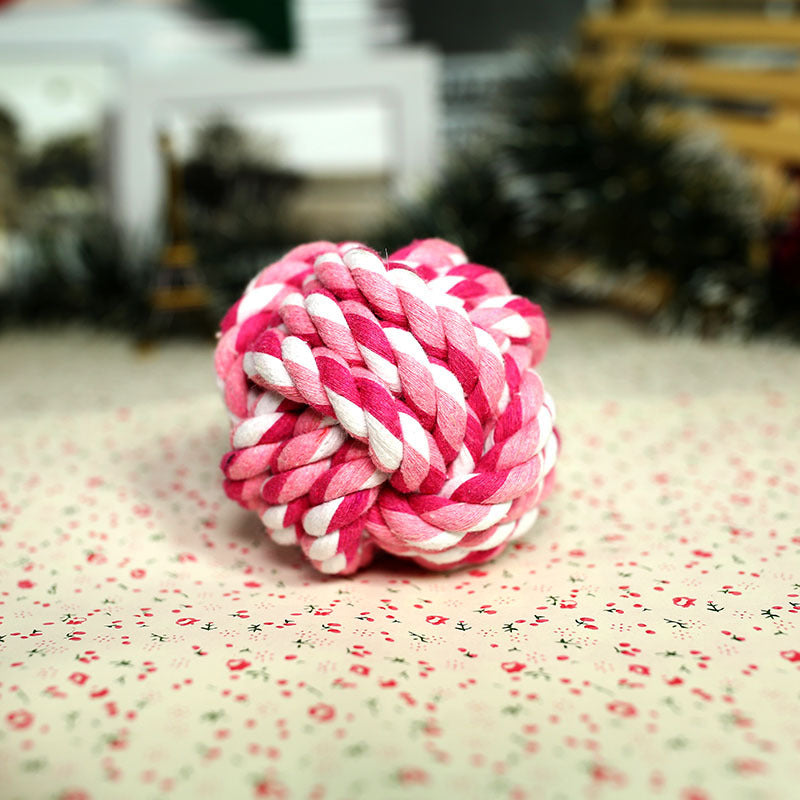 Hand-Woven Cotton Rope Ball Dog Toy - Fetch, Tug & Chew