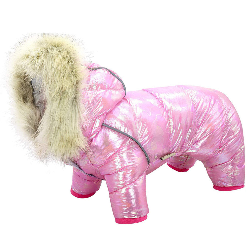 Metallic Laser Puffer Coat for Dogs - Button Fastening
