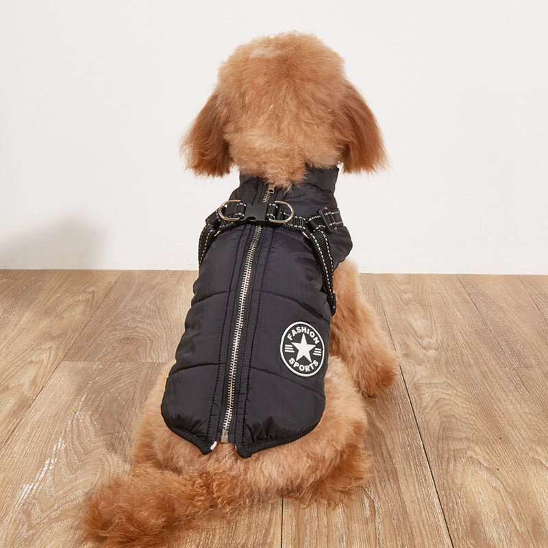 Reflective Dog Fashion Hoodie | Fleece-Lined Cotton Jacket