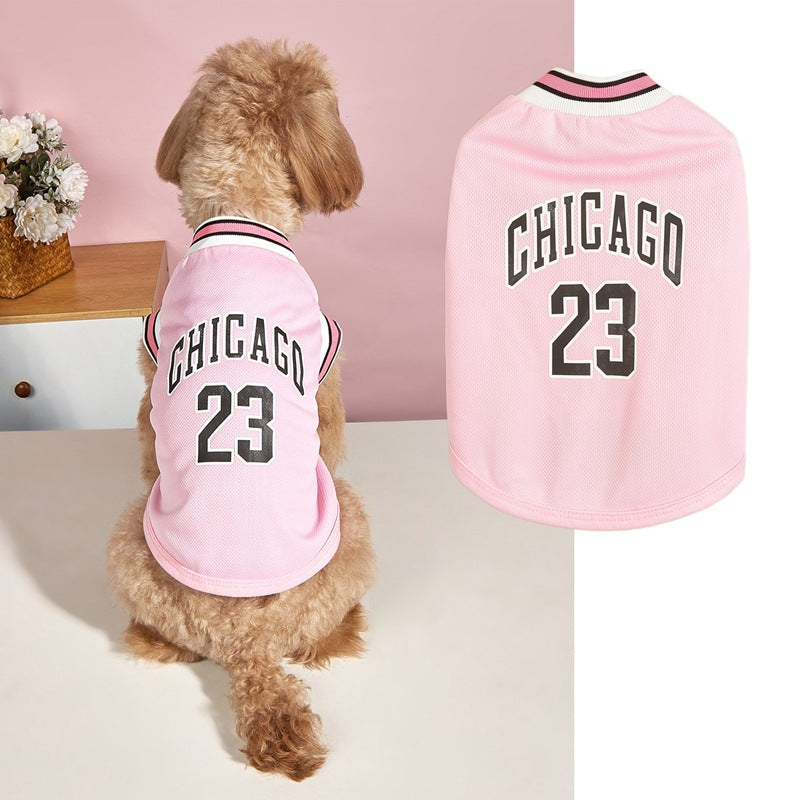 Chicago Basketball Jersey Dog Vest - Mesh Sports Shirt for Dogs