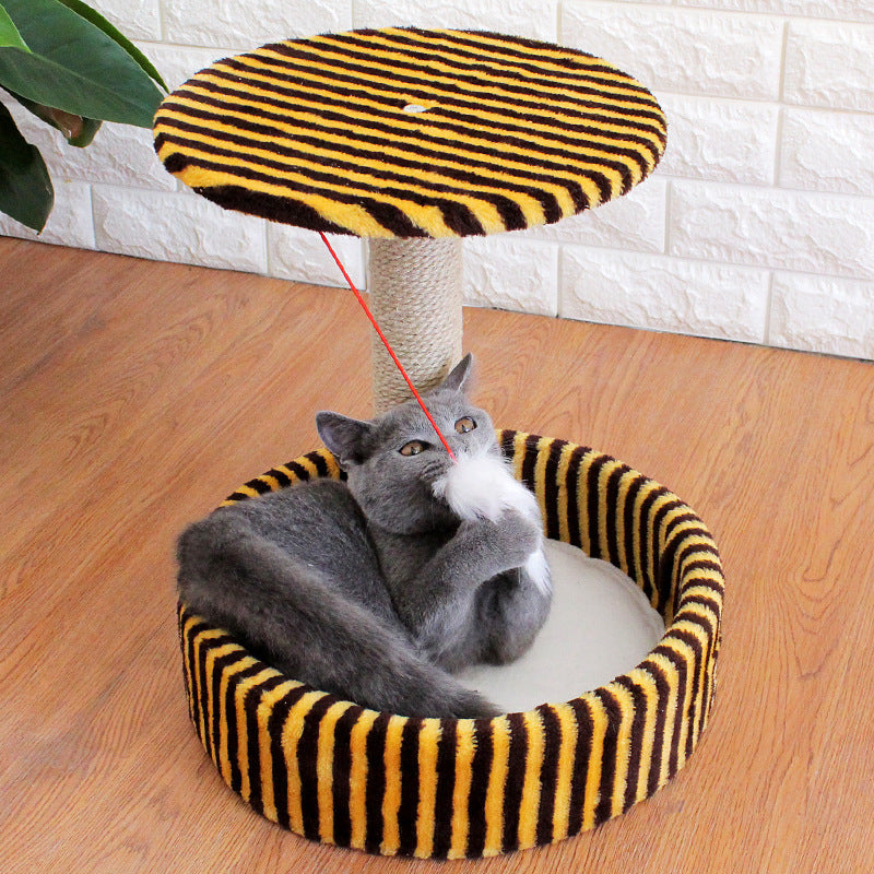 Small Sisal Cat Tree with Cave & Jumping Platform – All-Season Cat House | 5 Colours