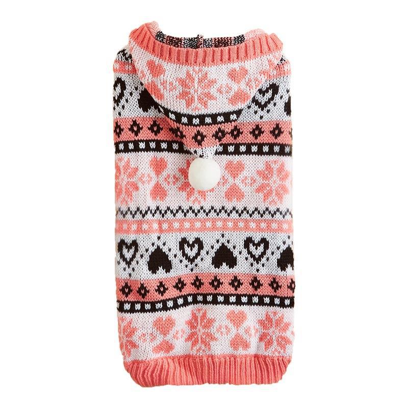 Snowflake & Stripe Knitted Dog Sweater - Warm Acrylic Winter Knitwear