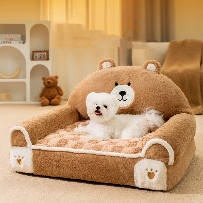 Teddy Bear Corduroy Sofa Bed for Cats & Dogs