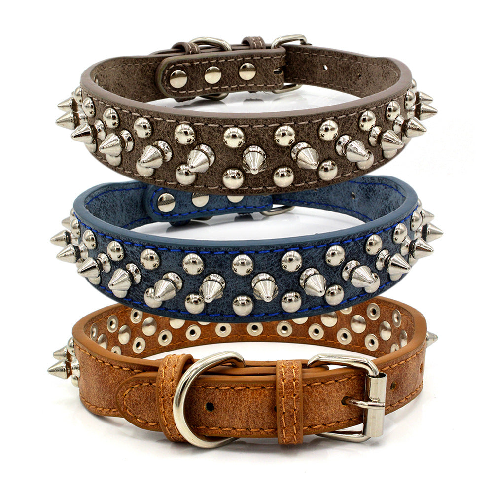 Nublada Leather Spiked Pet Collar – Adjustable | 8 Colours | XXS–XL