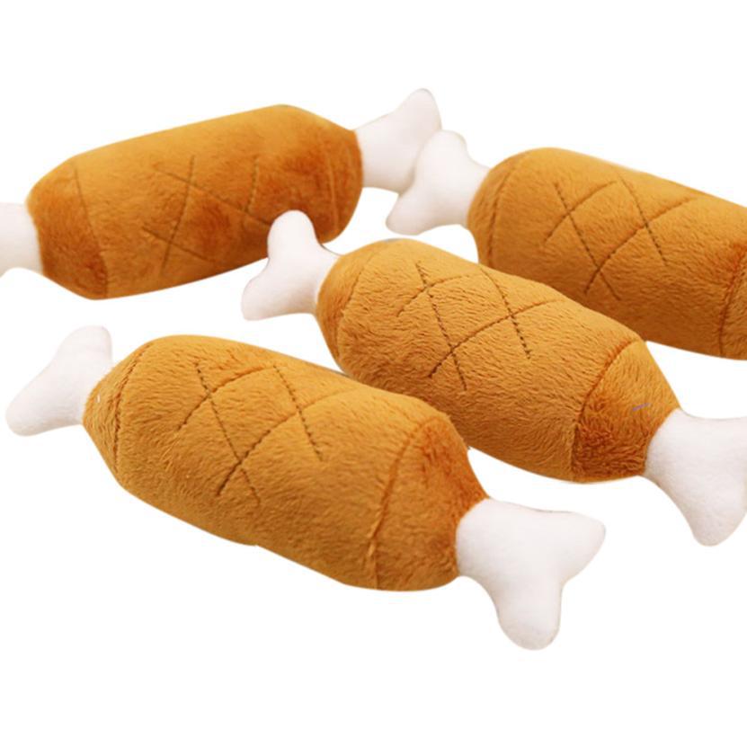 Plush Chicken Leg & Bone Squeaky Dog Molar Toy