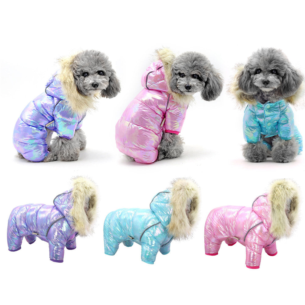 Metallic Laser Puffer Coat for Dogs - Button Fastening