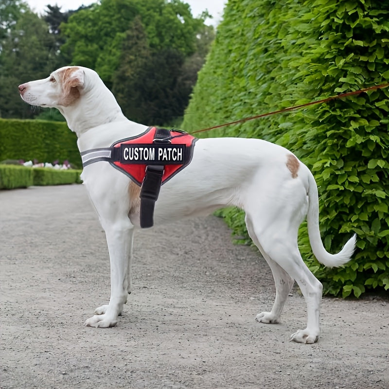 Customisable Reflective Striped Dog Harness - Personalised Name & Number Patch, Anti-Escape, XS-M