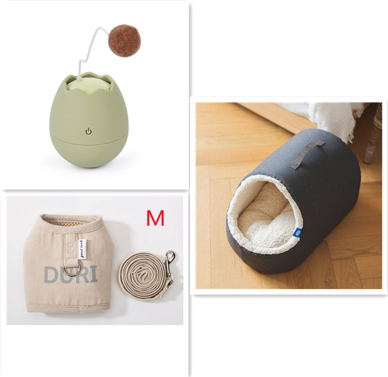 Interactive ABS & Cotton Ball Cat Teaser Toy - 3 Colours