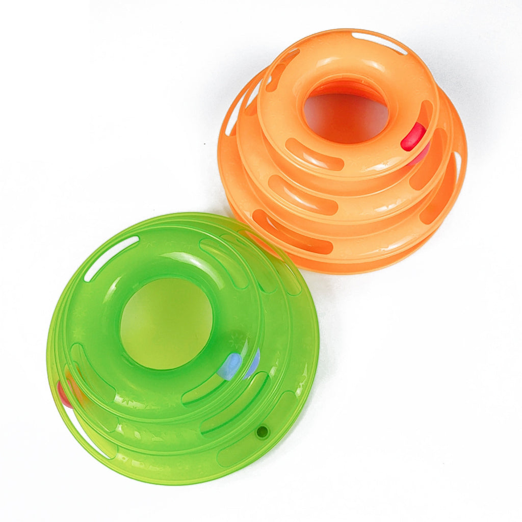 4-Layer Cat Ball Tower Track Toy - Interactive Rolling Ball Turntable
