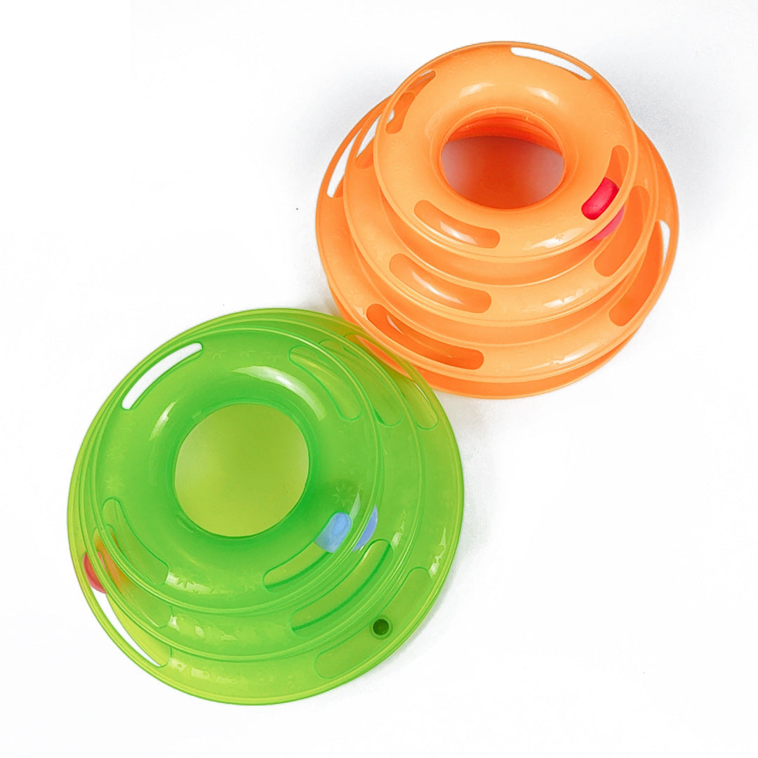 4-Layer Cat Ball Tower Track Toy - Interactive Rolling Ball Turntable