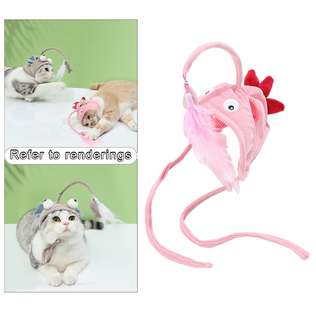 Head-Mounted Feather Cat Wand Toy - Hands-Free Interactive Play