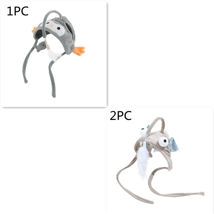 Head-Mounted Feather Cat Wand Toy - Hands-Free Interactive Play