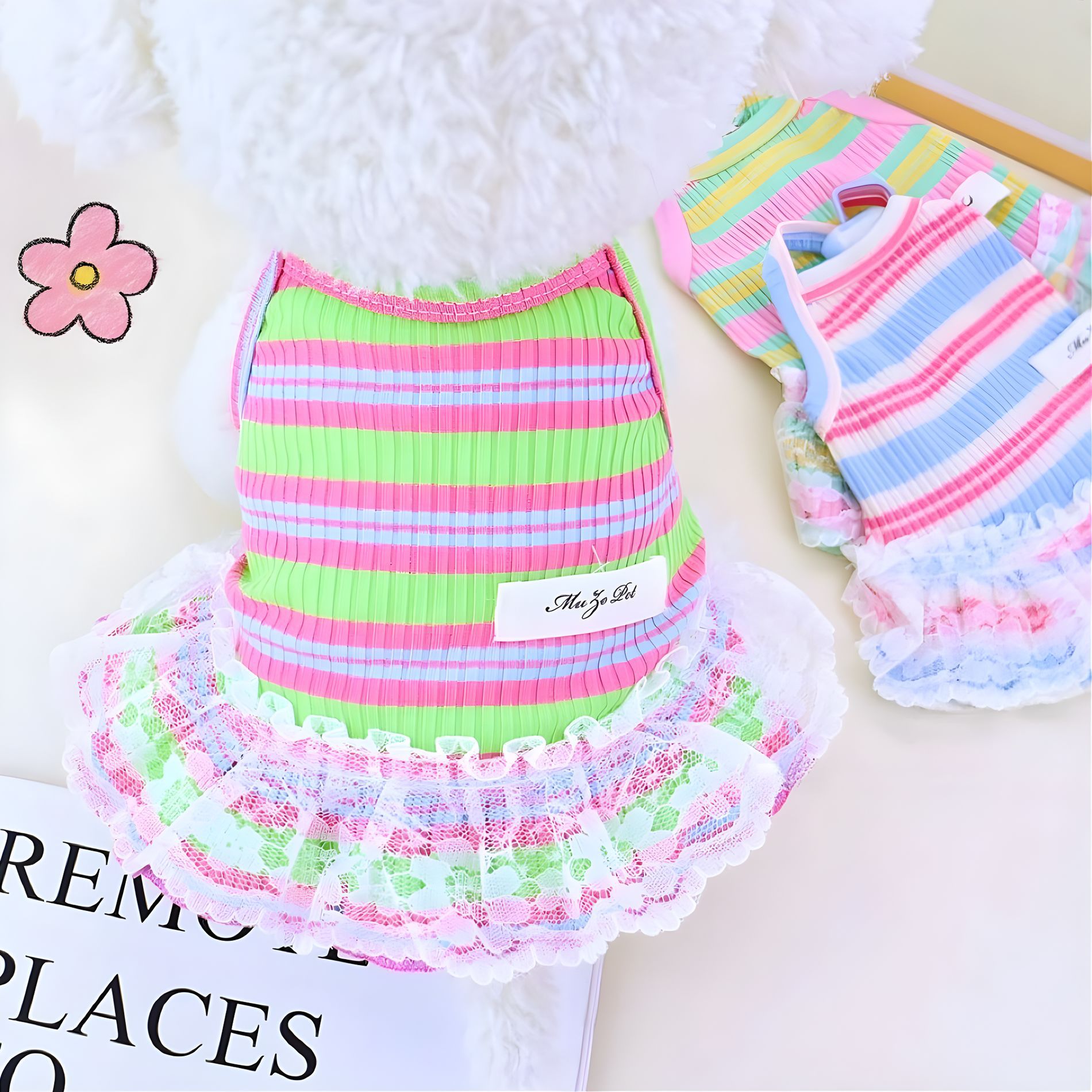 Lace Stripe Princess Dress Vest for Dogs & Cats