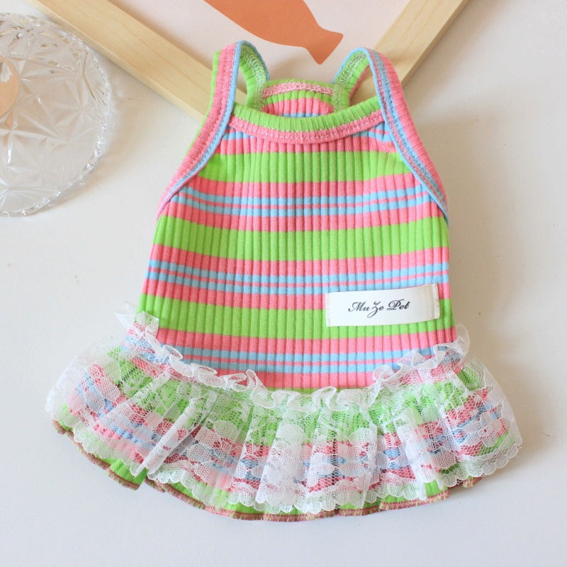 Lace Stripe Princess Dress Vest for Dogs & Cats
