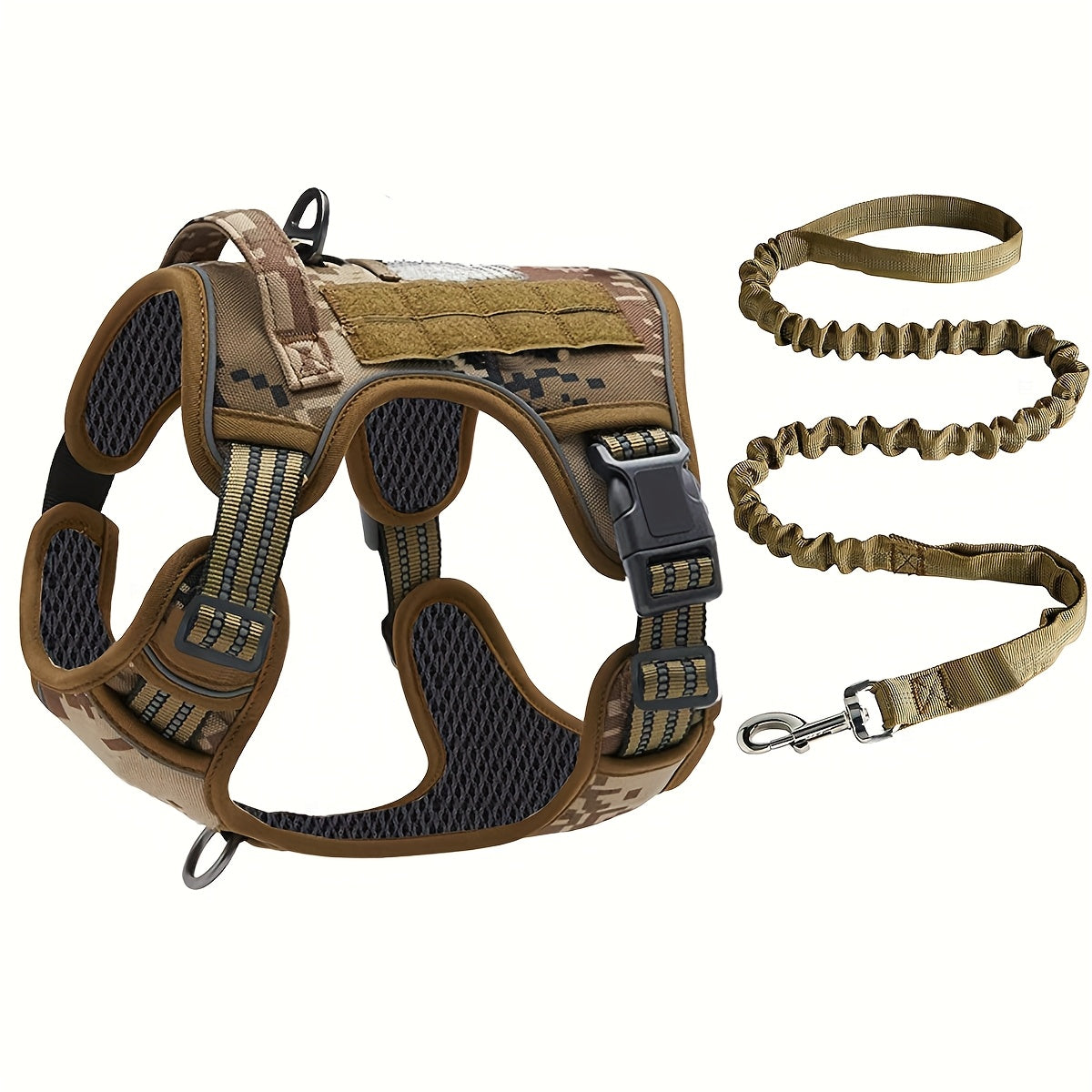 No-Pull Dog Harness with Handle & Bungee Leash - Adjustable Control Vest for Medium & Large Dogs, Durable Comfort Fit for Walking, Hiking, Training, Sturdy Metal Clip, Hiking with Dogs, Secure Grip, Highquality Material, Acti