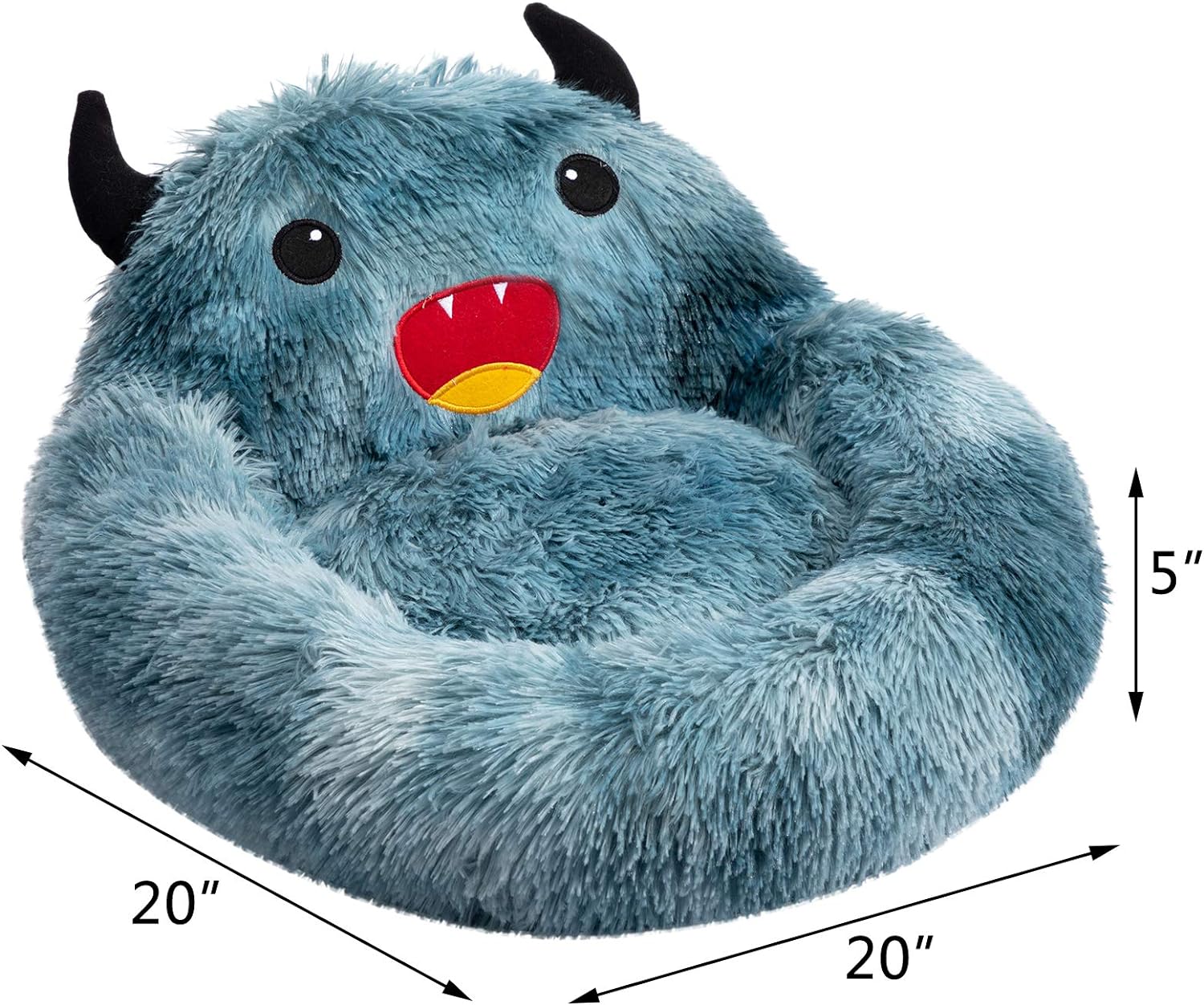Faux Fur Donut Pet Bed - Luxury Round Nest for Cats & Dogs(Blue OR red)