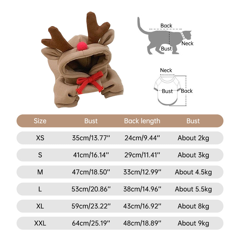 Christmas Hooded Pet Sweater - Elk & Fruit Style Designs