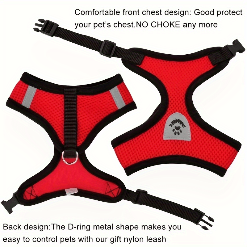 Reflective Pet Harness And Leash Set For Dogs And Cats, Adjustable Puppy Cat Vest Harness With Soft Mesh