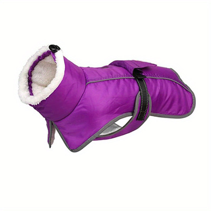 Waterproof Fleece Dog Coat – Windproof Winter Jacket with Turtleneck & Leash Hole | S–3XL