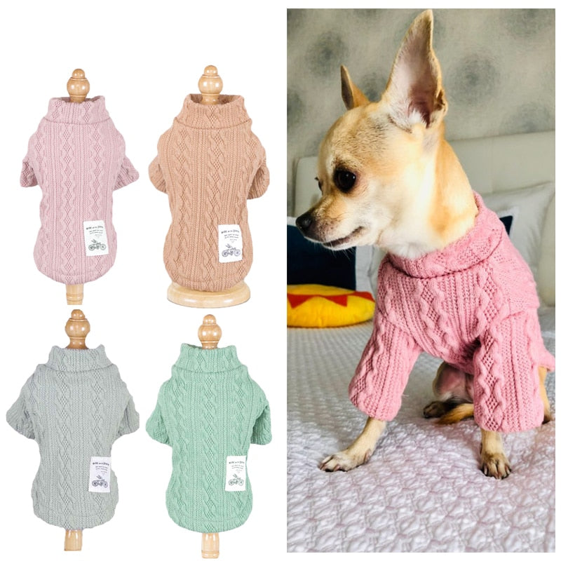 Pure Colour Knitted Dog Sweater - Acrylic Autumn & Winter Essential