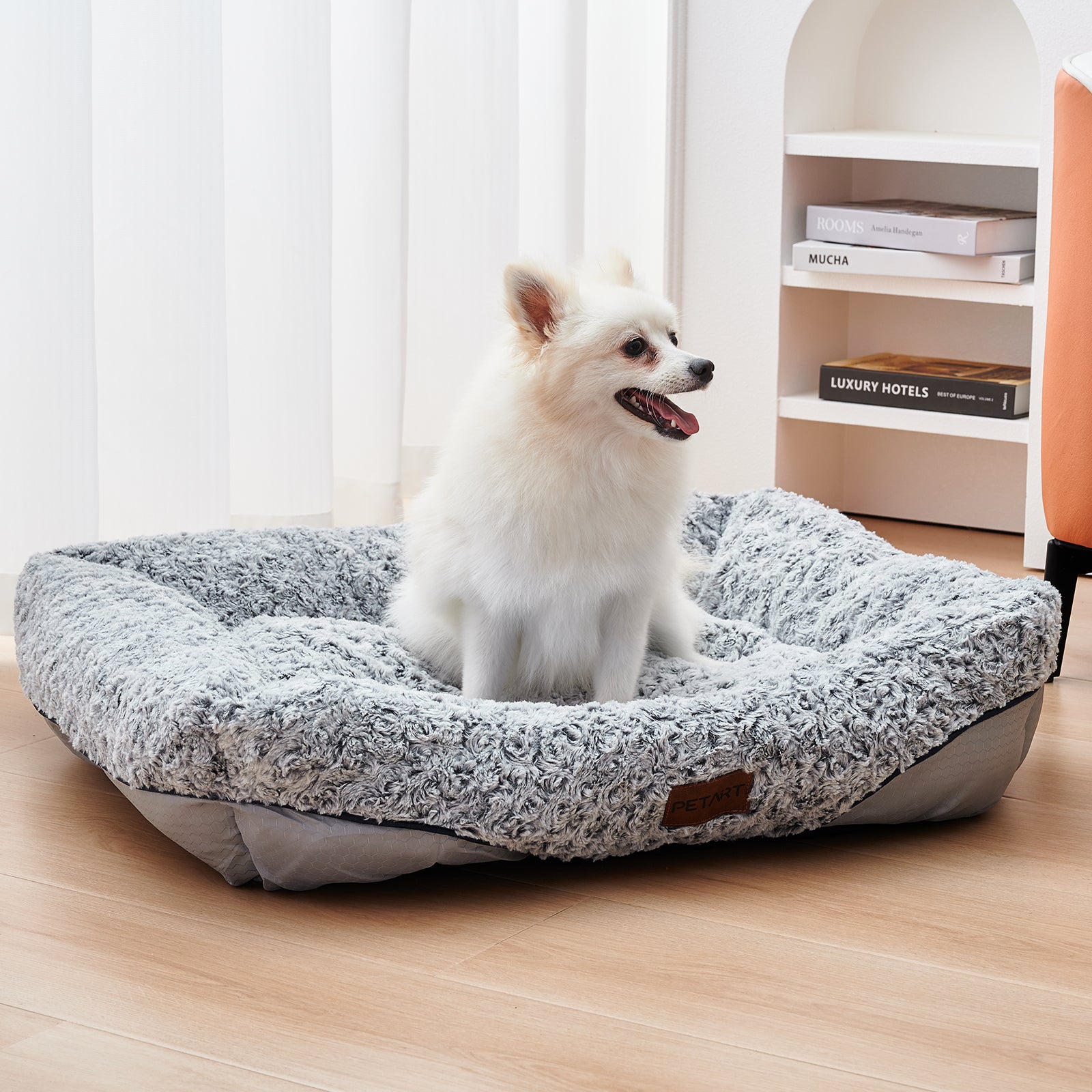 PetArt CO. - Swirl Rose Velvet Calming Dog Sofa Bed