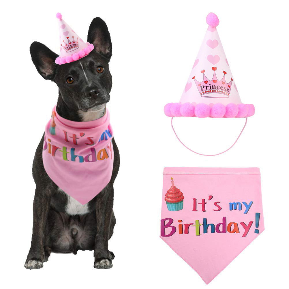 Pet Birthday Hat & Bandana Set - Celebration Crown for Dogs & Cats
