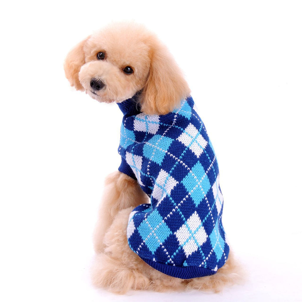 Geometric Diamond Knitted Dog & Cat Sweater - Round Neck Autumn & Winter