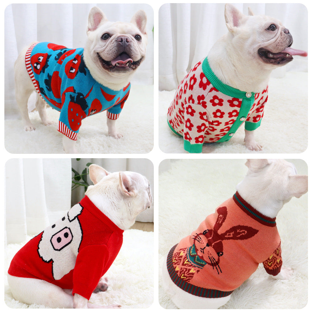 Button Cartoon Jarre Aero Bull Autumn Sweater New Autumn And Winter Dog Clothes
