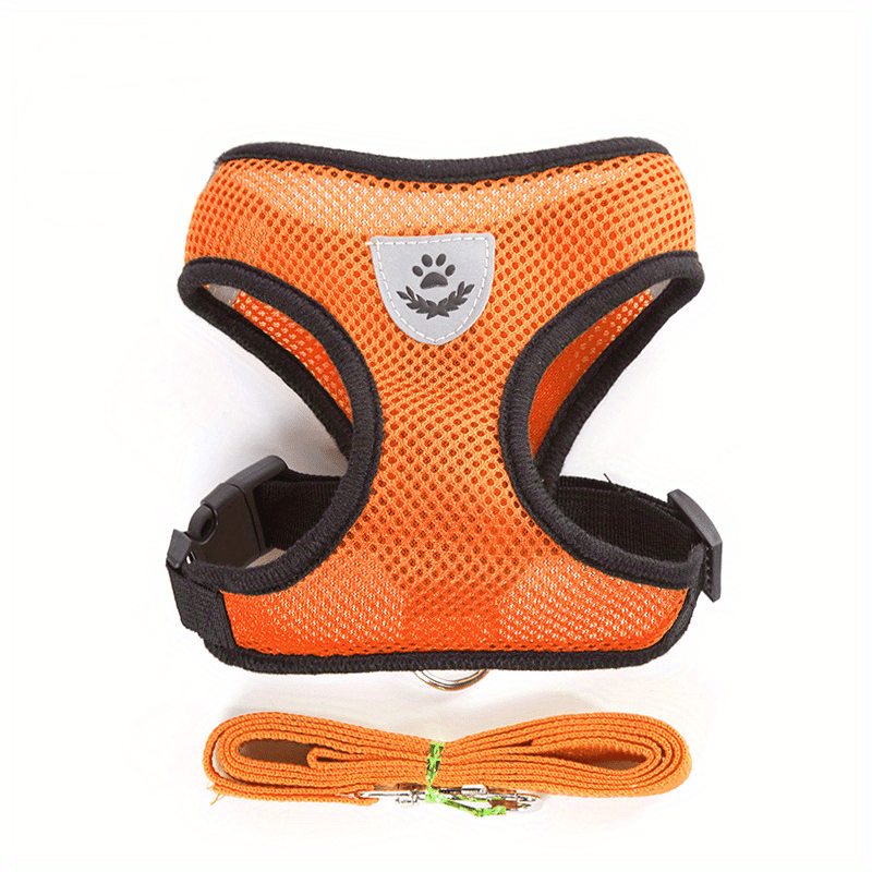 Reflective Pet Harness And Leash Set For Dogs And Cats, Adjustable Puppy Cat Vest Harness With Soft Mesh