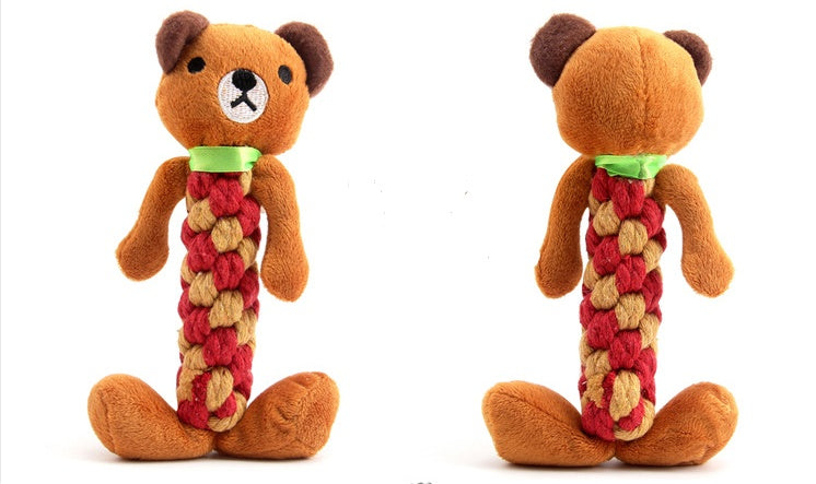 Cute Character Plush Squeaky Molar Dog Toy - 8 Designs