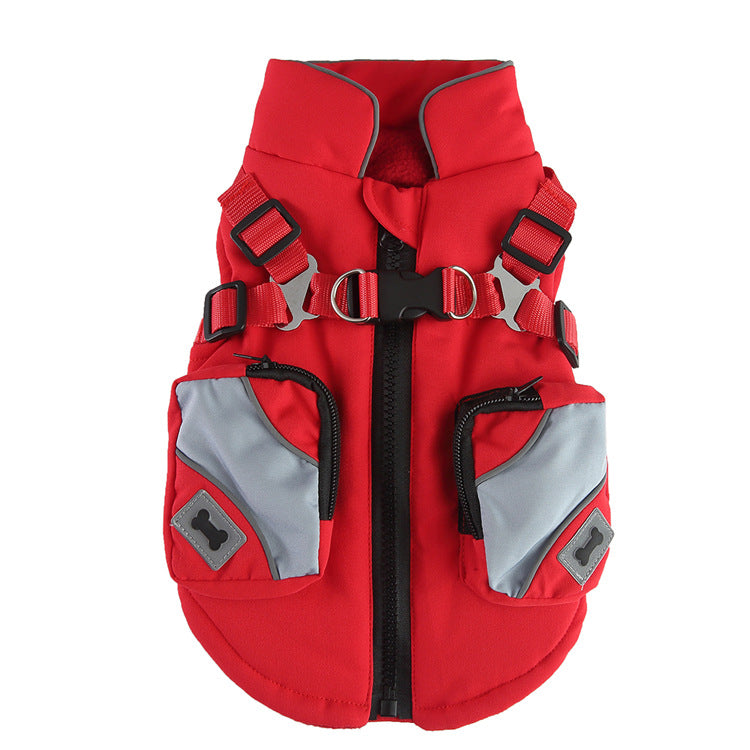 BellyRub Padded Dog Jacket with Harness Clip | For Dogs - Hooded & Non Hooded Options (Red, Army Green, Blue, Black)